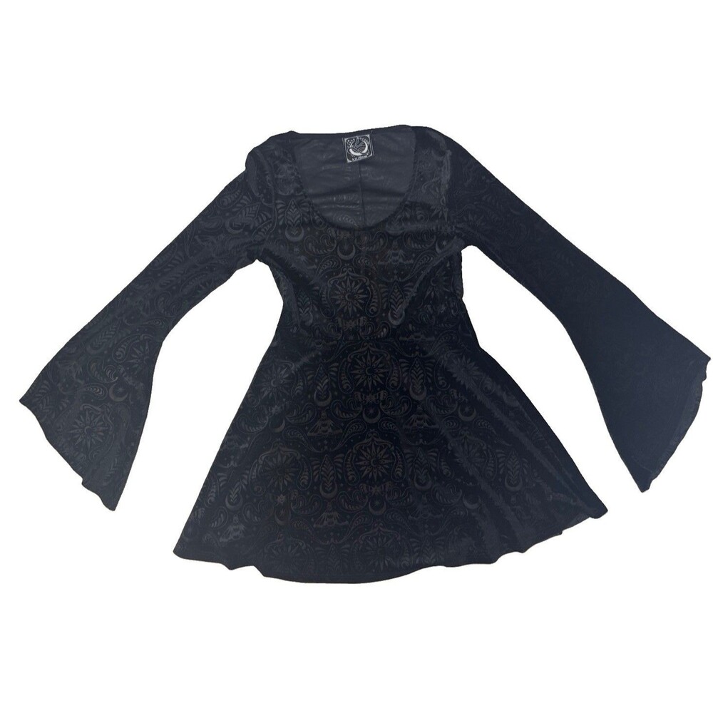 Killstar Bell Sleeve Skater Flare Velvet Dress Size Large Whimsigoth Witchcore